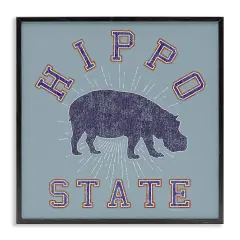 Stupell Industries Varsity Style Hippo State Framed Giclee Wall Art Design by Spirit Animals/Life Is High