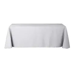 90x156-Inch SILVER RECTANGULAR Polyester Tablecloths Reception Catering Wedding