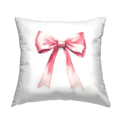 Delicate Pink Bow Decorative Printed Throw Pillow Design by Amanda Greenwood, 18 x 7 x 18