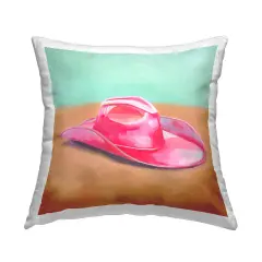 Pink Cowgirl Hat Decorative Printed Throw Pillow Design by Grace Popp, 18 x 7 x 18