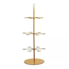 33" Gold 3-Tier Metal Wine GLASS STAND Champagne Flute Holder Tree Party Events