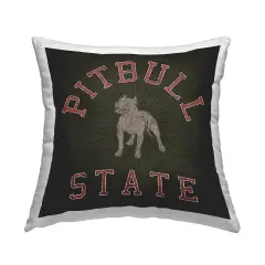 Vintage Pitbull State Outdoor Printed Pillow Design by Spirit Animals/Life Is High, 18 x 7 x 18