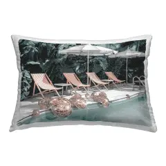Disco Pool Scene Design by Ziwei Li Outdoor Printed Pillow 