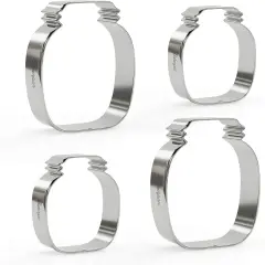 Mason Jar Cookie Cutters Set &ndash; Stainless Steel 4 Pcs 3.5" & 4.5