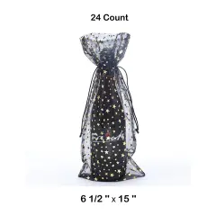 6.5" x 15" Star Organza Wine Bags Stylish Gift Packaging