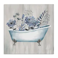 Stupell Industries Vintage Tub & Blue Florals Canvas Wall Art Design by Conrad Knutsen