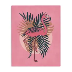 Stupell Industries Pink Retro Flamingo Canvas Wall Art Design by Nataly White