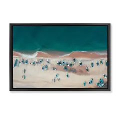 Stupell Industries Aerial Boats on Shore Framed Floater Canvas Wall Art Design by Daphne Polselli