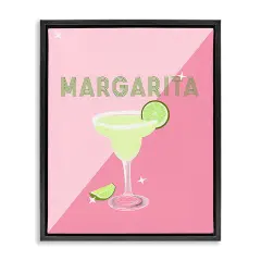 Stupell Industries Modern Margarita on Pink Framed Floater Canvas Wall Art Design by Ashley Singleton