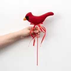 15" Cardinal Pick -Festive Christmas Floral Accent | Holiday Decor