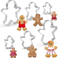6-Piece Gingerbread Man Cutter Set - Family Boy & Girl Shapes