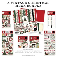 Carta Bella A Vintage Christmas 12"x12" Collection Kit Mega Bundle