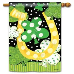 Luck Of The Irish Flag Horseshoe St Patrick's Day House Banner