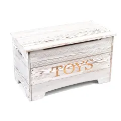 Badger Basket Solid Wood Rustic Toy Box - Distressed White