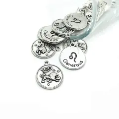 Silver Leo Zodiac/Astrology Coin Charms, 17x20mm
