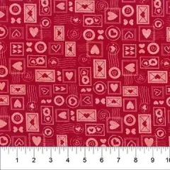Banyan 83322-25 - LOVE NOTES - Love Stamp - Red Coral 45" Fabric Per Yard