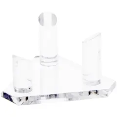 Plymor Clear Acrylic Beveled Triangular Display Base with 3 Display Prongs for Geode, Mineral or Crystal Cluster, 3.125" W x 2.75" D x 1.625" H