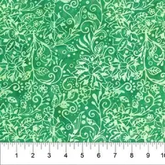 Banyan 83041-73 DANDELION WISHES - Stylized Floral - Green 45" Fabric Per Yard