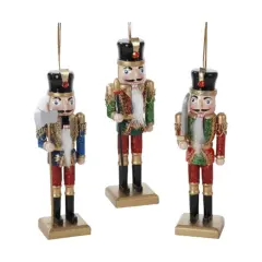 6" Soldier Nutcracker Ornaments &ndash; Set of 3 Assorted Christmas Decorations