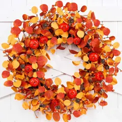 Eucalyptus Leaves Berries and Pine Cones Fall Wreath