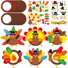 24Sets Thanksgiving Turkey Paper Craft Kits