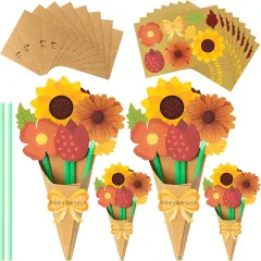 24Pcs Make Your Own Thankful Autumn Florals for Kids, Fall Flower Bouquet Craft Kit