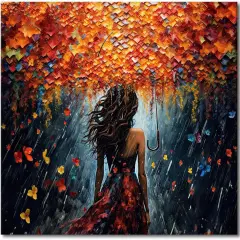 DIY Paint by Number Girl in The Rain with an Umbrella, Paint by Numbers for Adults, Abstract Adult Paint by Numbers on Canvas, Paint by Numbers for Adults Beginner 16x20 Inch