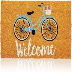 Natural Coir Doormat, Bicycle Welcome Mat (30 x 17 Inches)