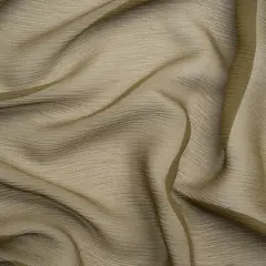 1 Yard Olive Green Crinkled Silk Chiffon Sheer Fabric Perfect for Bridal Designer Dresses, 43 Inches Wide