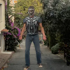 Ultron Villain Costume Muscle Chest Shirt With Mask Inspired By Avengers Movie Multi