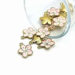 1, 4, 20 or 50 Pieces: Light Pink and White Flower Charms