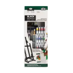 REA5743 | essentials&trade; 23pc Black Series Oil Paint H-Frame Easel Art Set