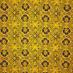 1 Yard Traditional Tapa Hibiscus Fabric 100% Cotton, 36" L x 45" W Yellow & Purple