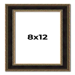 Photo Size Ornate Brown Picture Frame - UV Acrylic, Foam Board Backing, Hanging Hardware