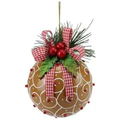 4" Swirl Gingerbread Ball Ornament