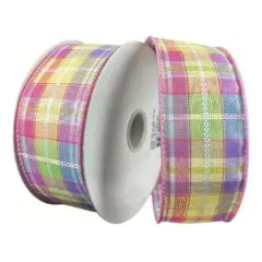 1.5" Pastel Plaid Kennedy Ribbon: Pink (10 Yards)