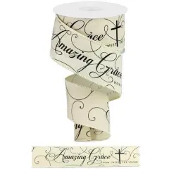 2.5" Amazing Grace Ribbon: Cream & Black (10 Yards)