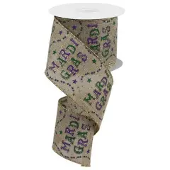 2.5" Mardi Gras Beads Ribbon: Beige (10 Yards)