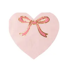 PETAL PINK BOW HEART LARGE NAPKIN