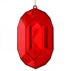 6.5" Acrylic Oval Jewel Ornament: Red
