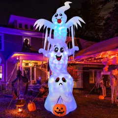 9.8 FT High Halloween Inflatable Overlap Ghost Outdoor Decorations (Three Ghosts)