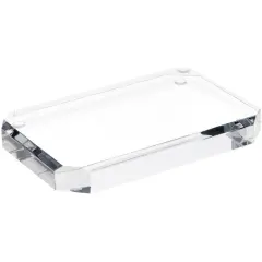 Plymor Clear Acrylic Beveled Corner-Cut Rectangular Display Base, 6" W x 4" D x 0.75" H