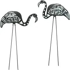 4E's Novelty Skeleton Flamingo Yard Ornaments &ndash; Set of 2 Large 23" Zombie Flamingos with Metal Stakes, Scary Halloween Outdoor Lawn, Garden, Porch, Patio Decorations, Durable Plastic & Weather-Resistant