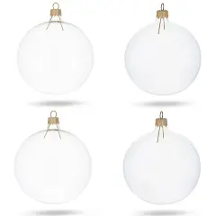 Set of 4 Clear Glass Ball Christmas Ornaments DIY Craft 4 Inches