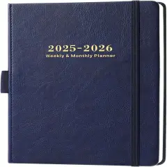 Planner 2025-2026 Weekly and Monthly with Stickers, 5.7" X 8.2", July 2025 - June 2026, 2025-2026 Calendar Planner, Pen Holder, Inner Pocket, 44 Notes Pages - Blue