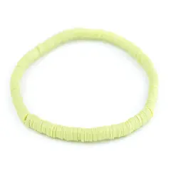 The Bead Chest Boho Stretch Bracelet, Lime Green - Stackable African Vinyl Heishi, Unisex for Men & Women