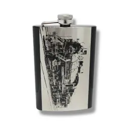8oz BLACK Steam Locomotive Flask Train Novelty