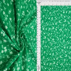 1 Yard Brushed DTY Floral Paisley Print Fabric 170 GSM, 58/60&Prime; Wide Polyester Spandex Blend GREEN