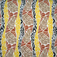 1 Yard Monstera Tribal Print Polyester Glitter Fabric 60 Inch Width Yellow