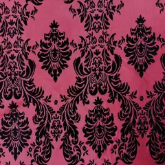 1 Yard Damask Flocked Taffeta Fabric For Drapery Costume Home Decor Crafts 60 Inch Width Dark Red